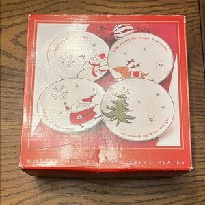 North Pole Trading Co‎ Modern Jingles Round Salad Plates - Set of 4